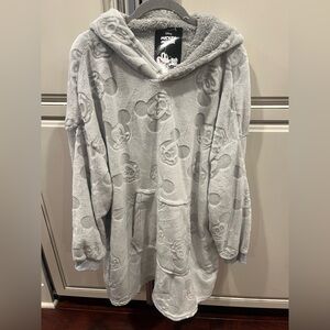 Disney Gray Mickey Mouse Hooded Fleece Throwzy